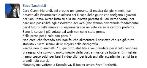 Critica a Gianni Morandi Sanremo Social