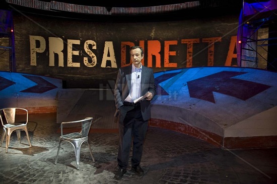 Lo studio di Presa diretta con il conduttore Iacona