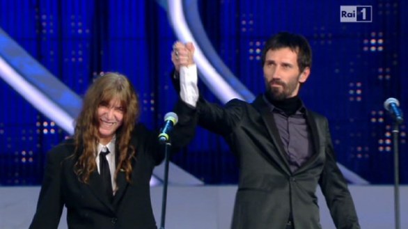 La poetessa Patti Smith e Cristiano Godano a Sanremo 2012