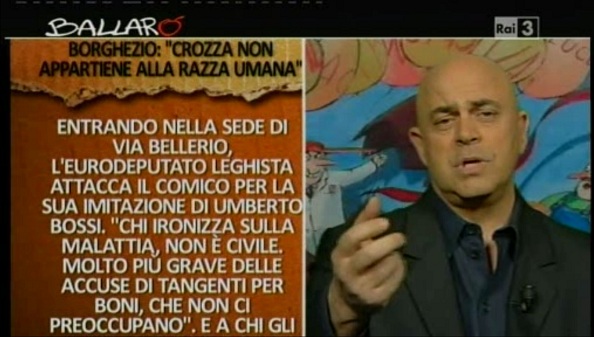 La copertina di Maurizio Crozza su Bossi