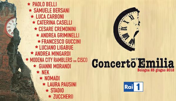 Foto di concerto per l' emilia su Rai 1