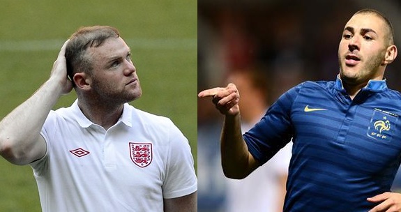 Foto di Rooney e Benzema, Inghilterra e Francia Euro 2012