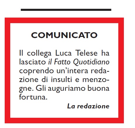 I COLLEGHI DEL FATTO SALUTANO TELESE