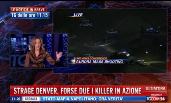 Il tg che ha ripreso la notizia della strage di Denver