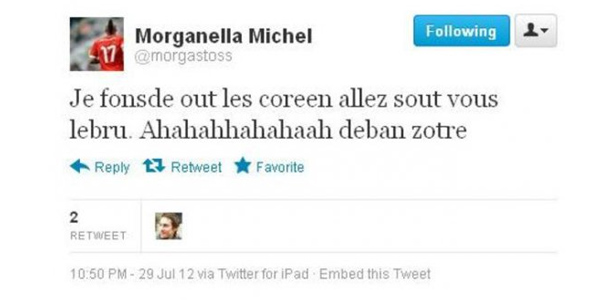 olimpiadi londra 2012 squalifica morganella michel tweet razzista