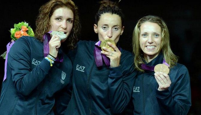 Foto di Errigo, Vezzali, Di Francisca fioretto femminile a squadre
