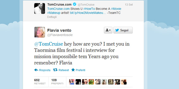 flavia vento tweet tom cruise twitter