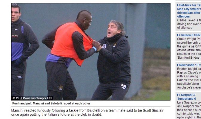 Rissa tra Balotelli e Mancini