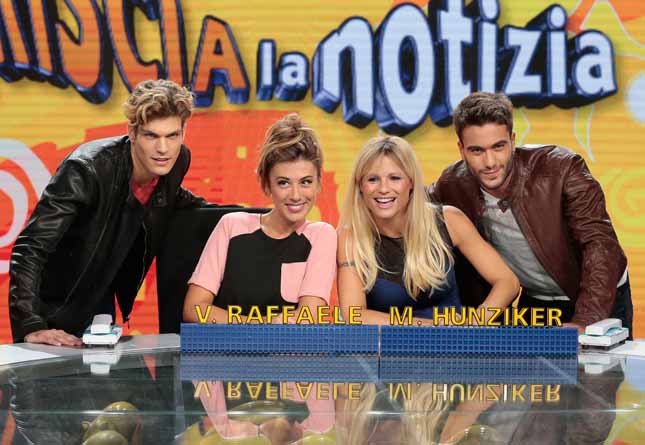 Virginia Raffaele, Michelle Hunziker, Pierpaolo Pretelli ed Elia Fongaro