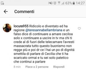 foto commento contro francesco monte