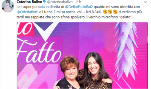 Foto Tweet Caterina Balivo a Detto Fatto