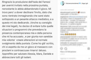 Foto del post Instagram di Monte sull'Isola dei Famosi 2018