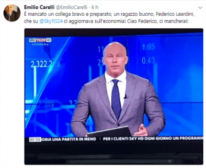 Foto del tweet di Carelli dedicato a Leardini