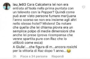 foto commento contro giulia calcaterra