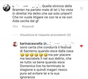 foto karina cascella contro la bramieri