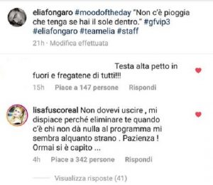 foto lisa fusco contro l'eliminazione di elia fongaro