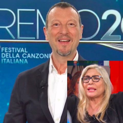 foto amadeus domenica in Mara Venier sanremo 2020