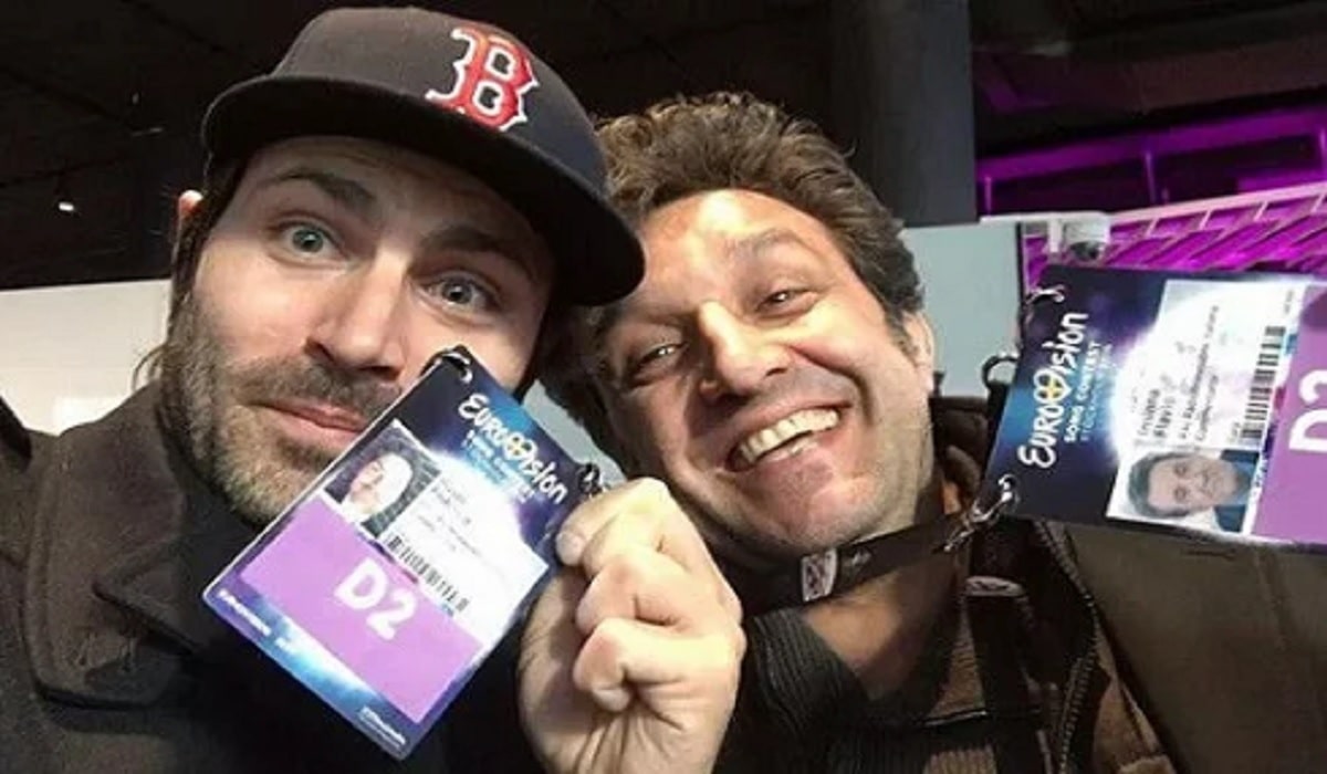 foto di Flavio Insinna con Federico Russo