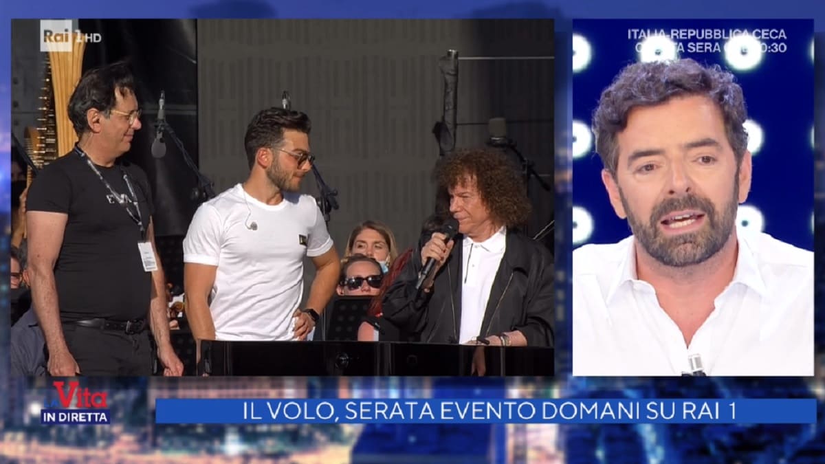 foto di Alberto Matano e Il Volo