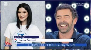 foto Laura Pausini e Alberto Matano a La vita in diretta