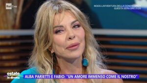 foto Alba Parietti in lacrime ad Estate in diretta