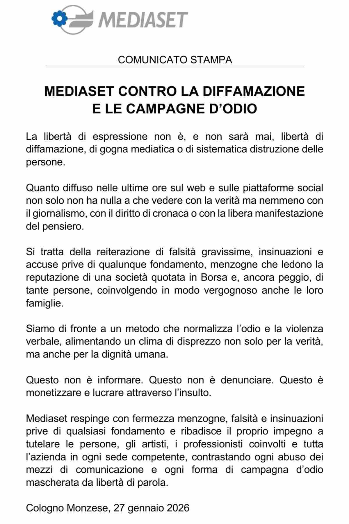 foto mediaset corona