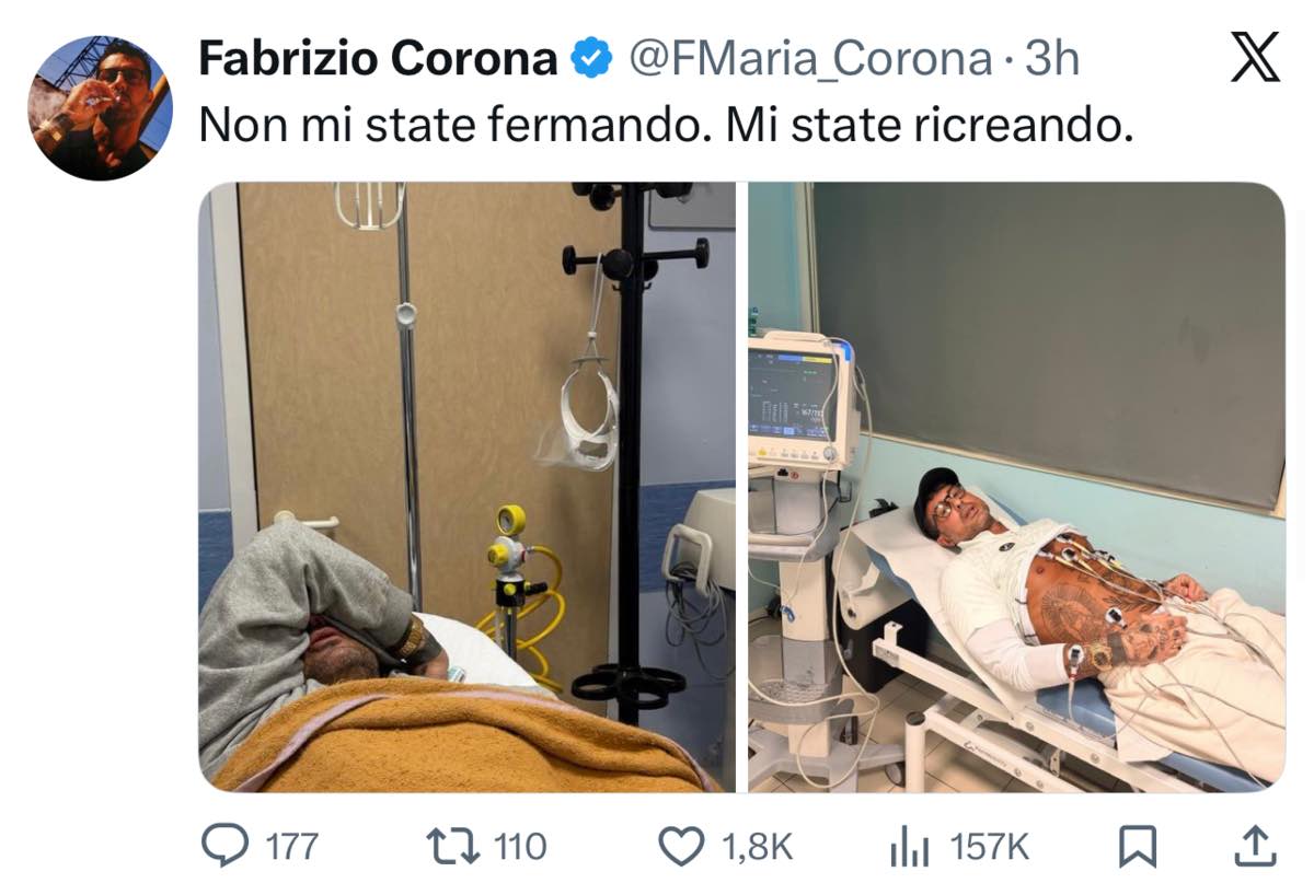 foto post fabrizio corona ospedale