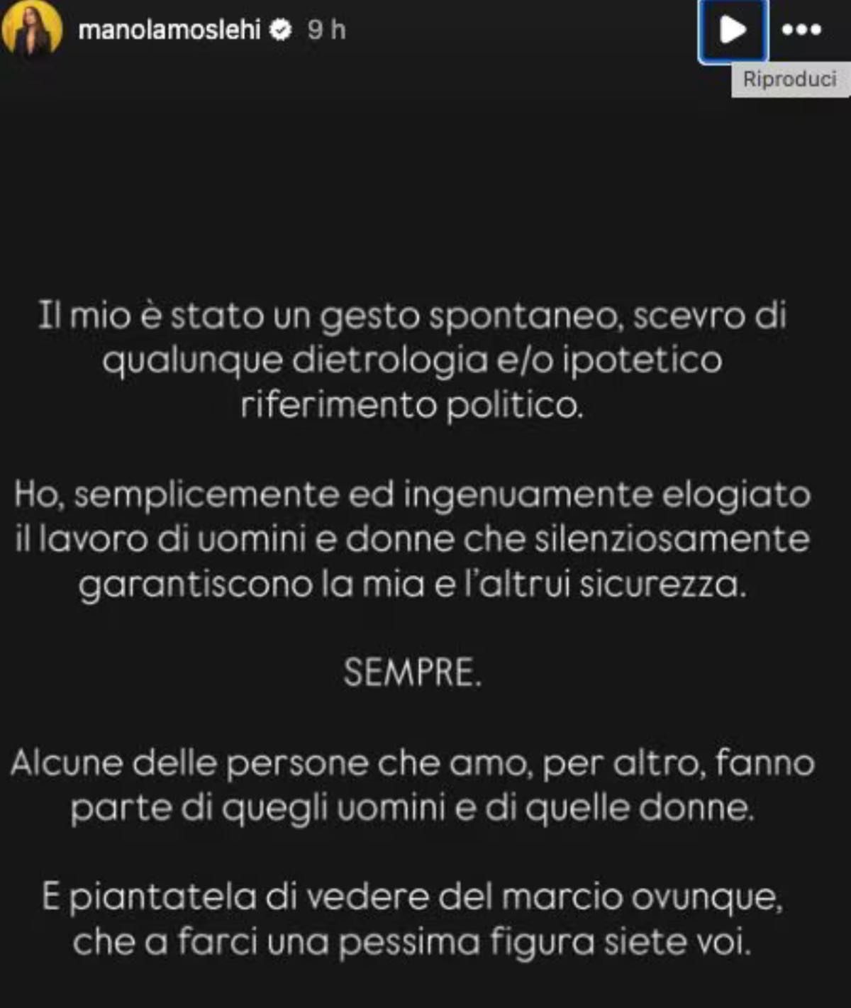 foto post Manola Moslehi polemica