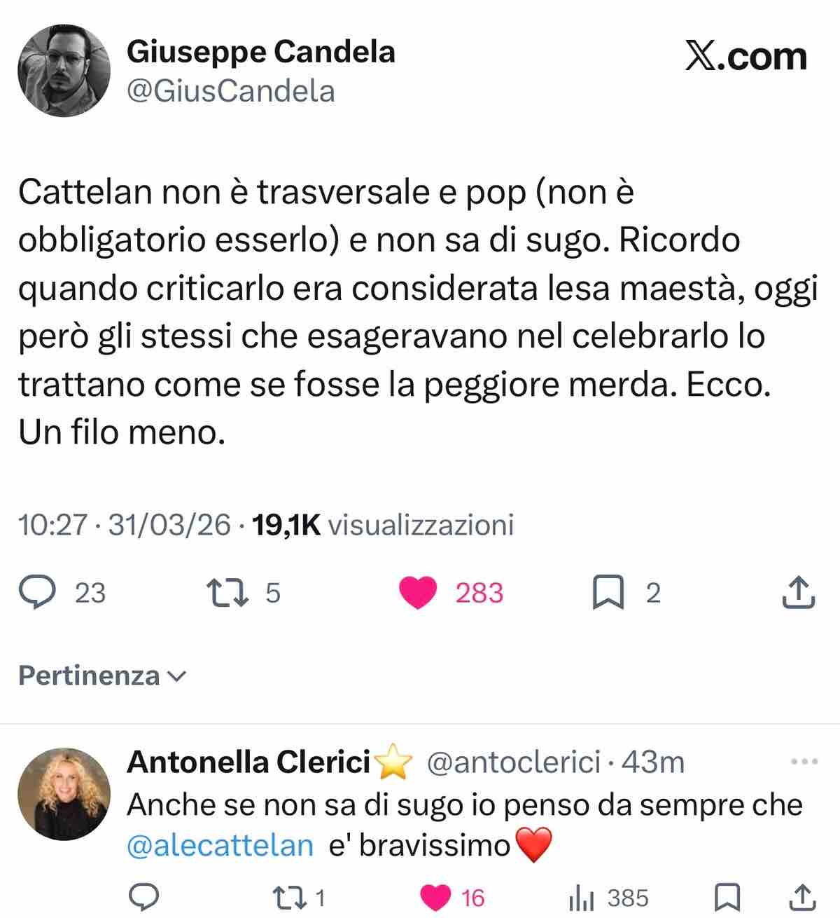 foto antonella clerici post cattelan elogio