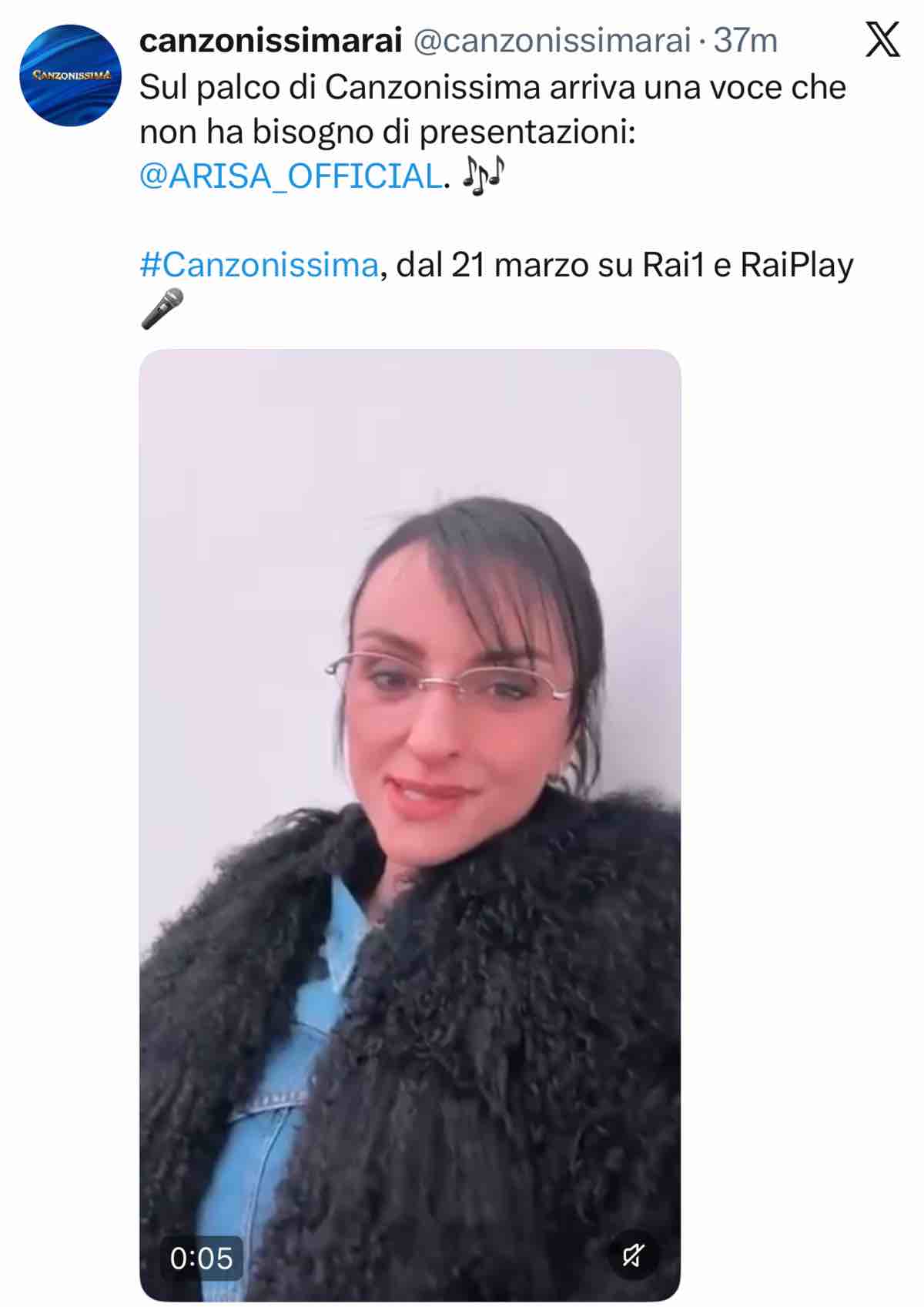 foto Arisa canzonissima annuncio