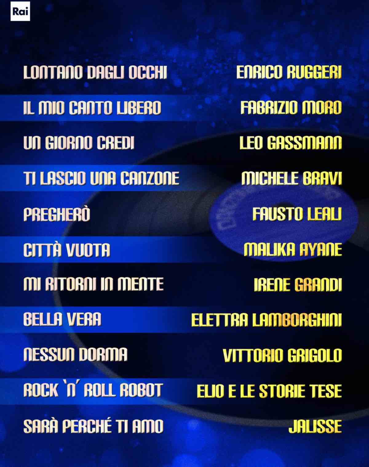 foto canzoni assegnate cantanti canzonissima prima puntata