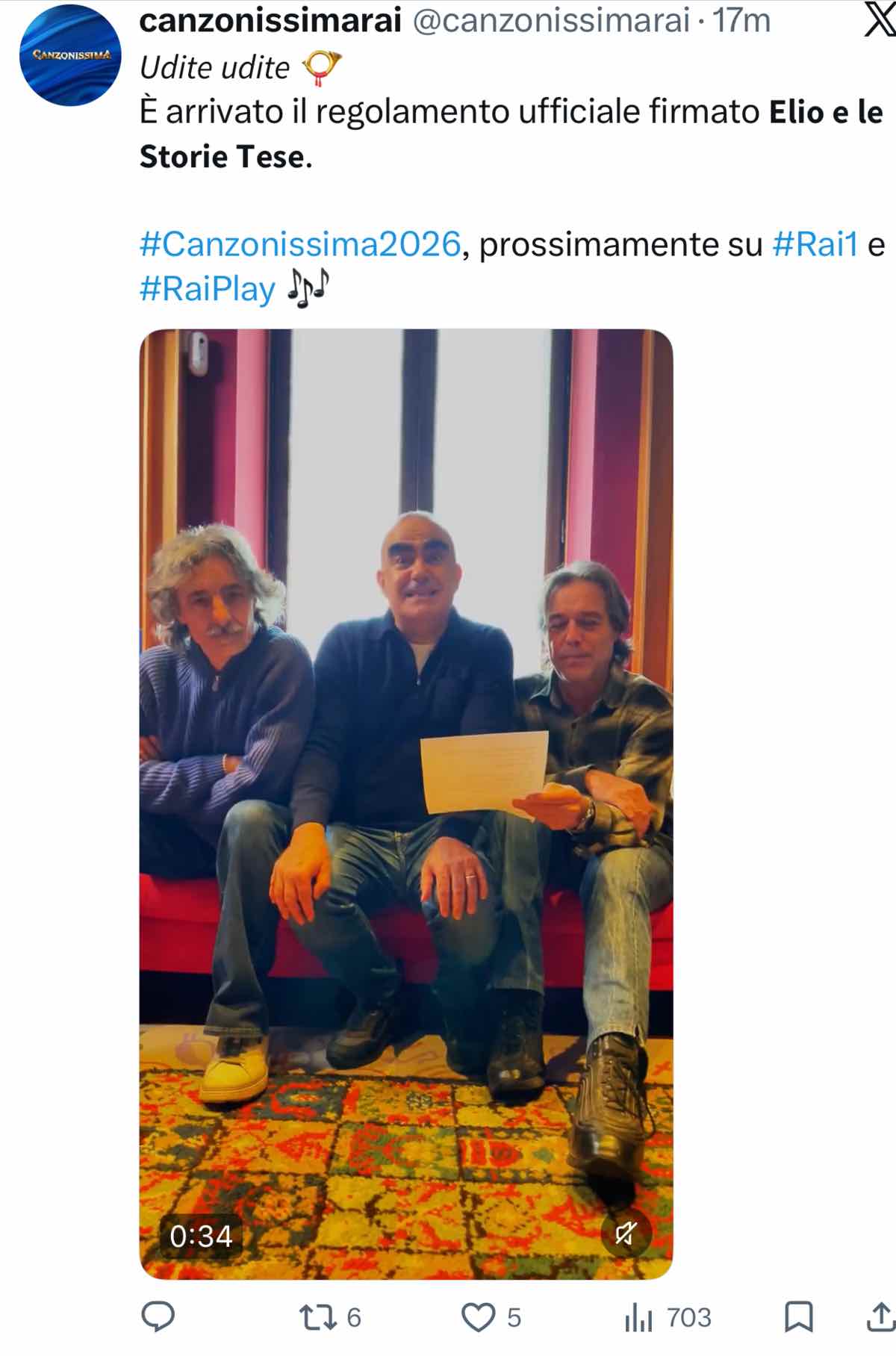 foto Elio e le Storie Tese annuncio canzonissima