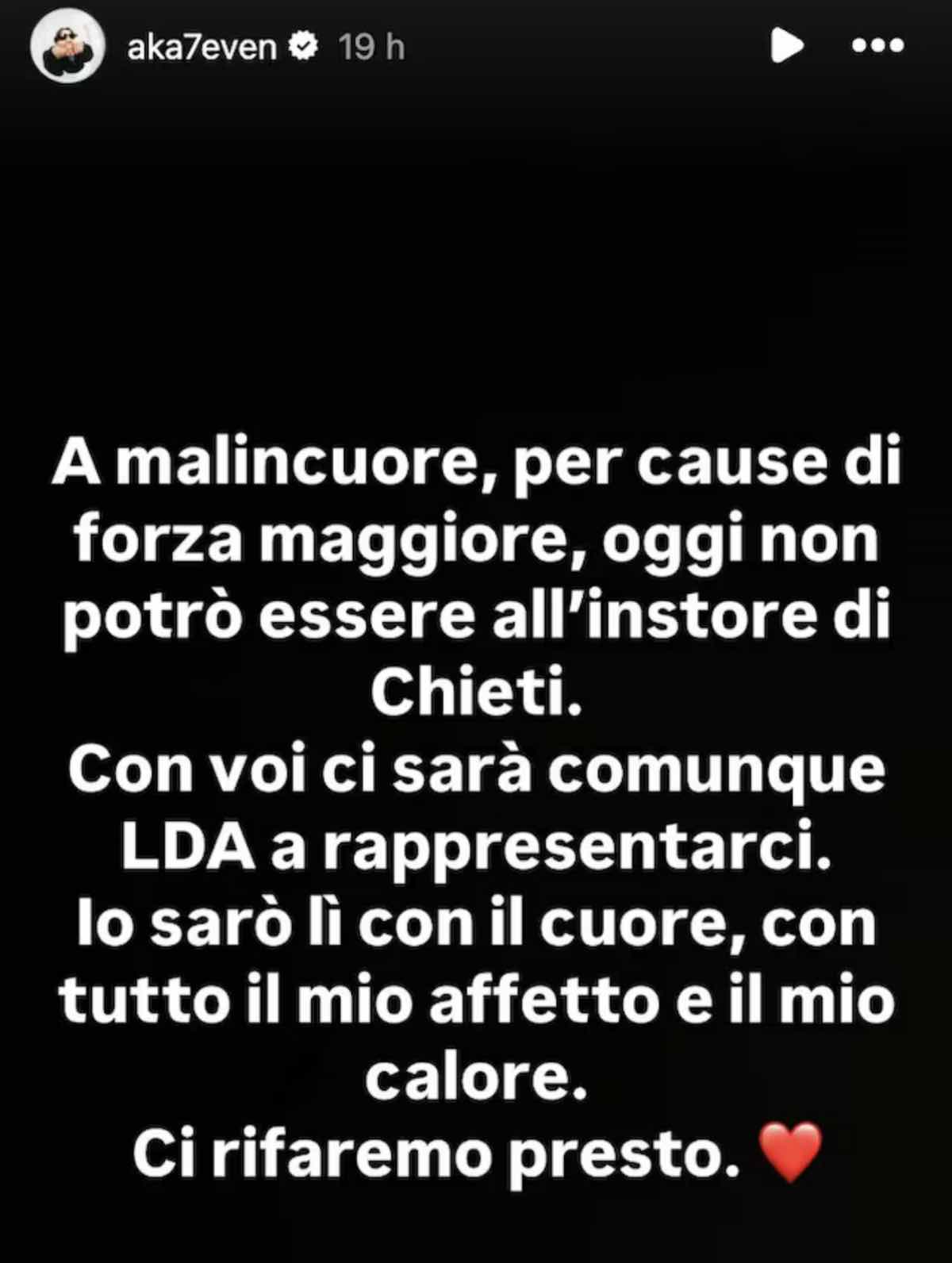 foto messaggio aka7even incidente