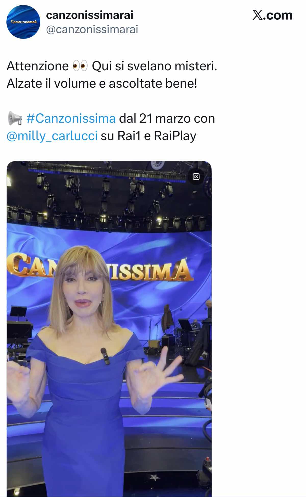 foto milly carlucci canzonissima precisazione