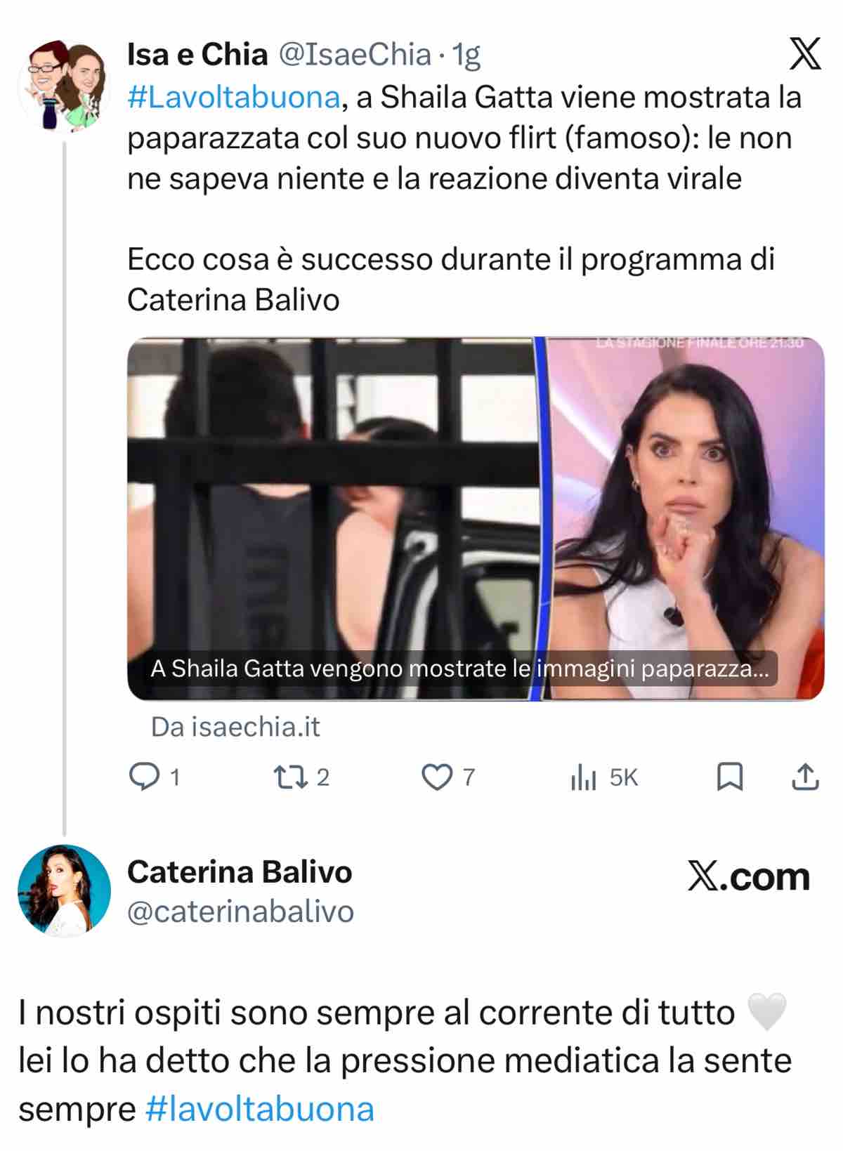 foto post chiarimento caterina balivo shaila gatta