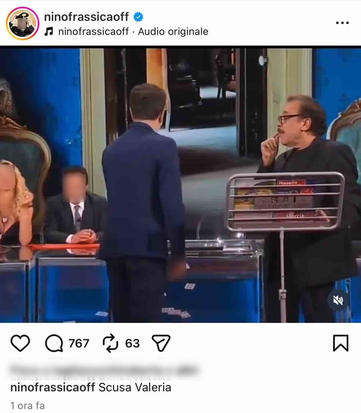 foto post instagram nino frassica valeria marini battuta