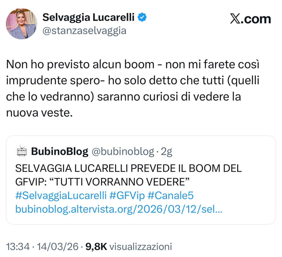 foto selvaggia lucarelli post smentita gfvip