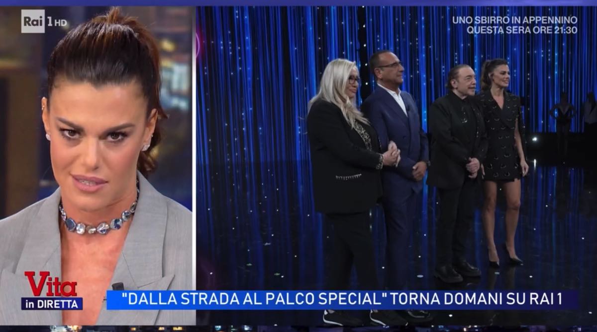 foto bianca Guaccero vita in diretta dalla strada al palco