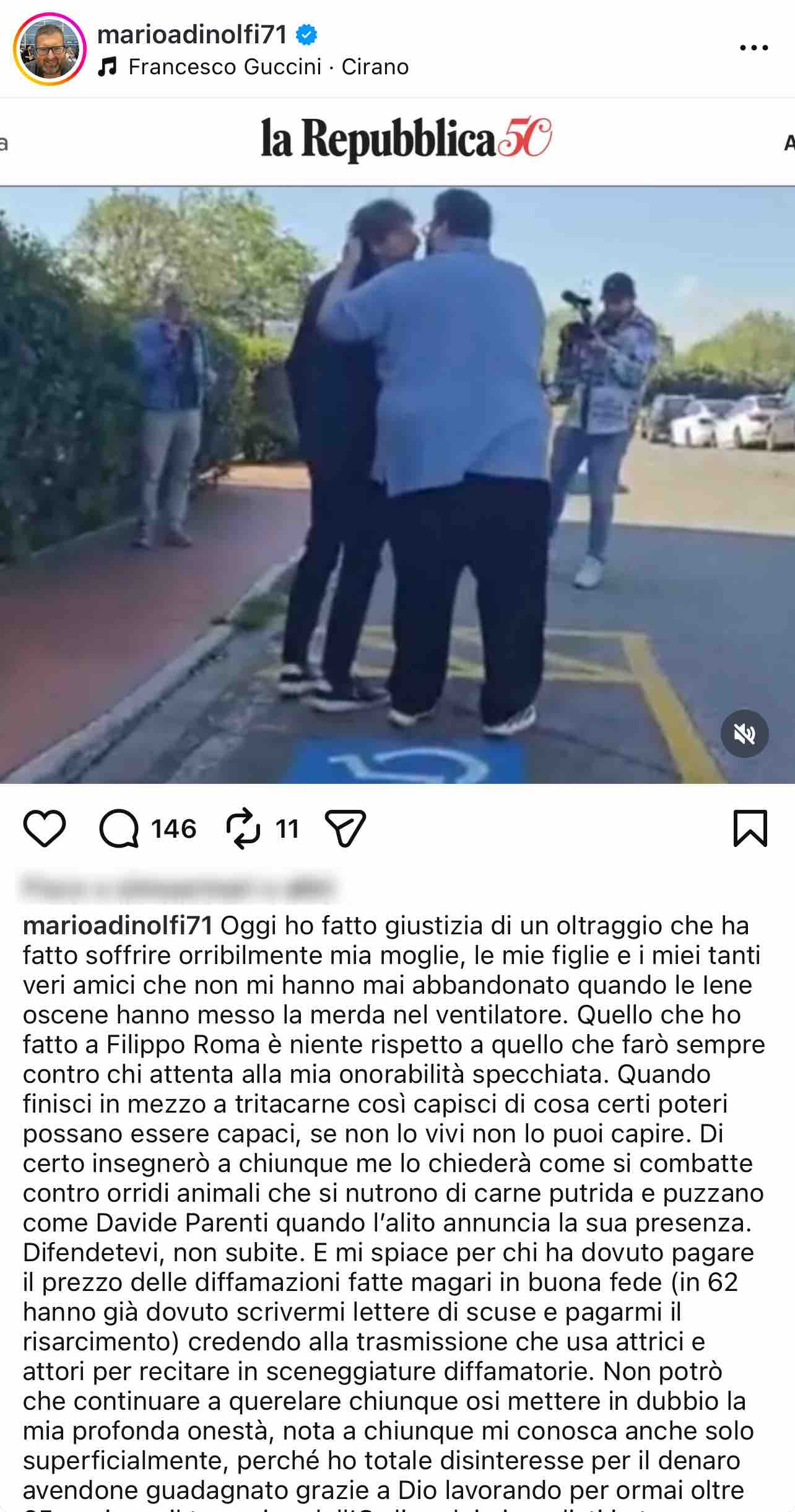 foto post adinolfi aggressione