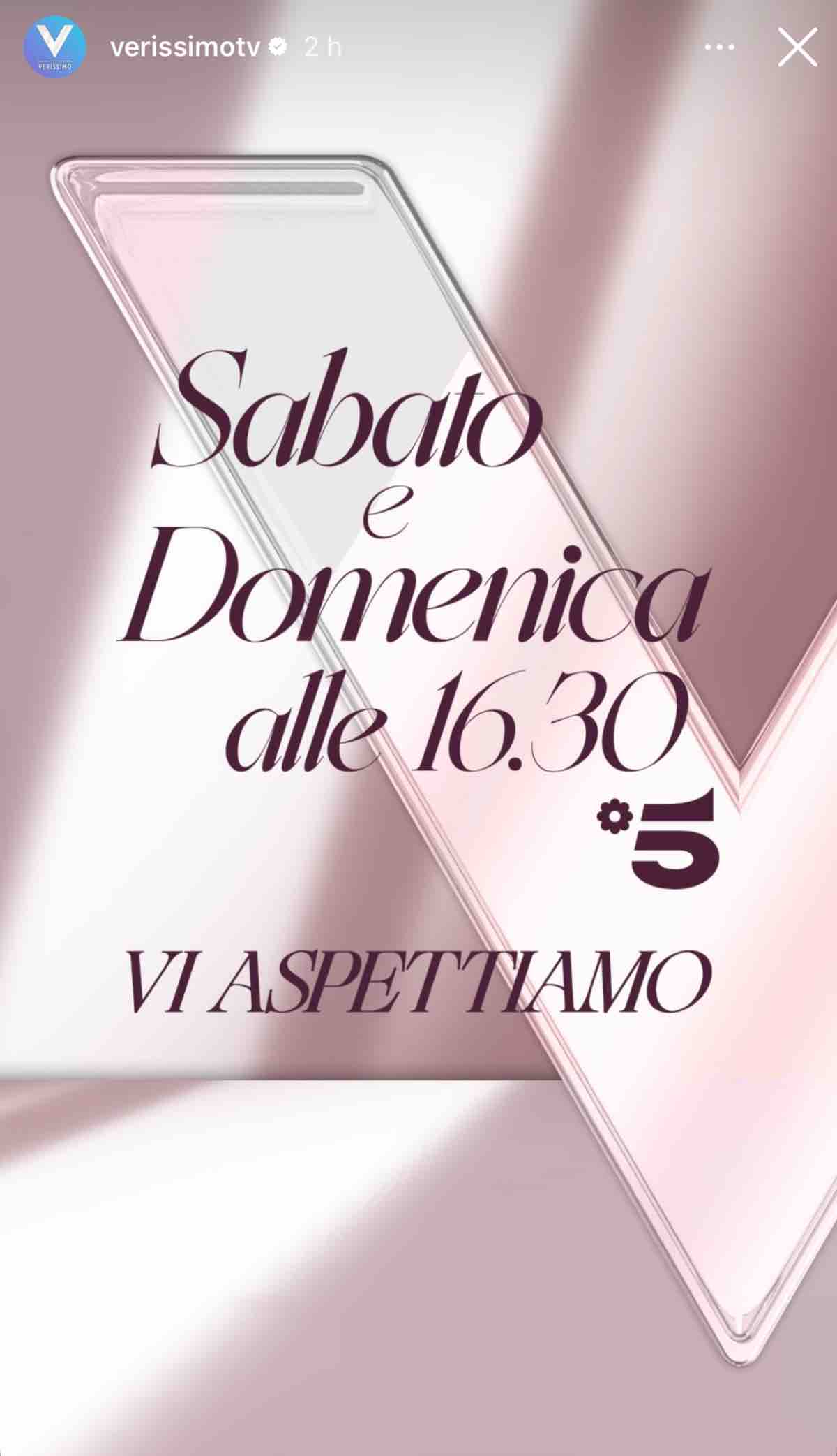 foto verissimo cambia orario domenica