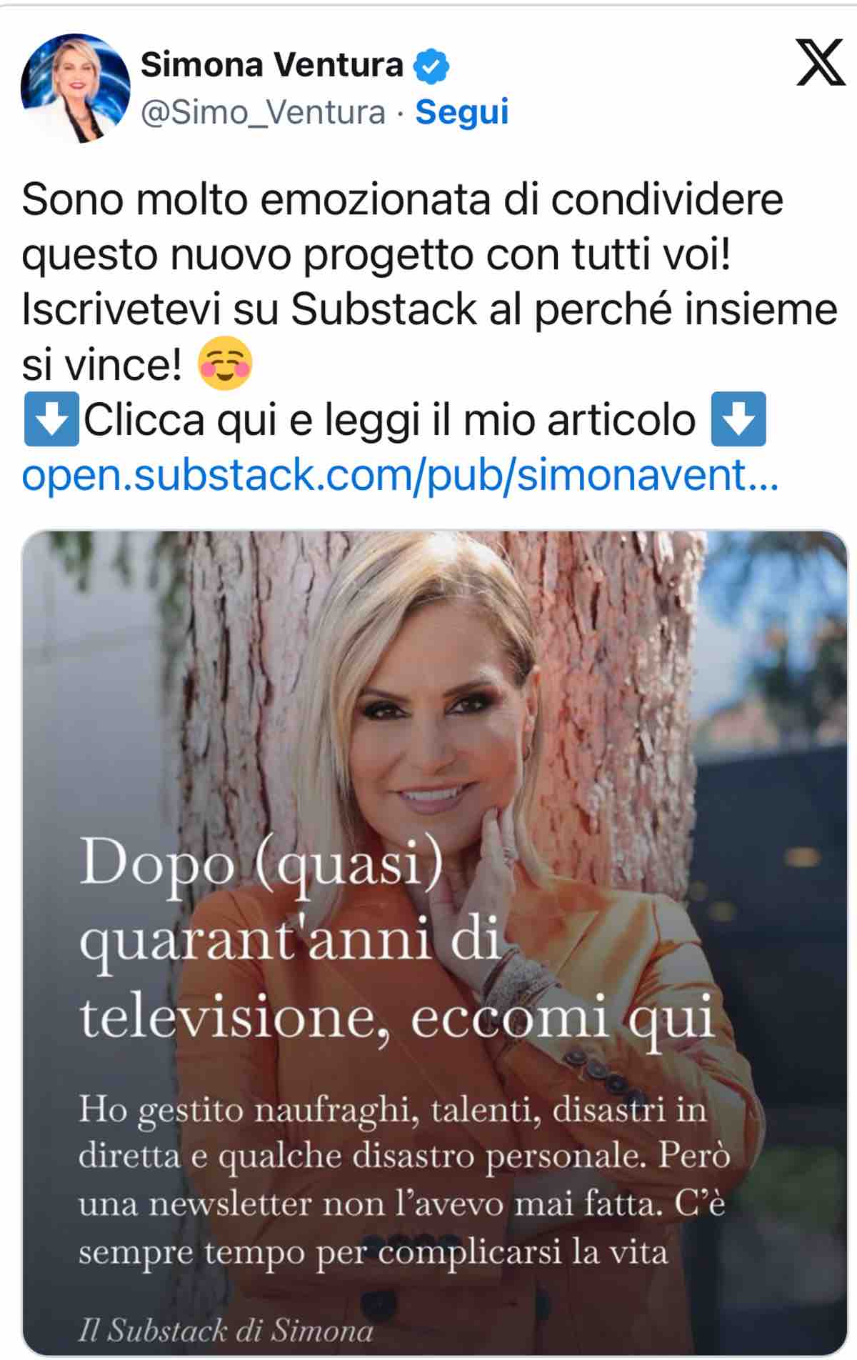foto simona ventura newsletter