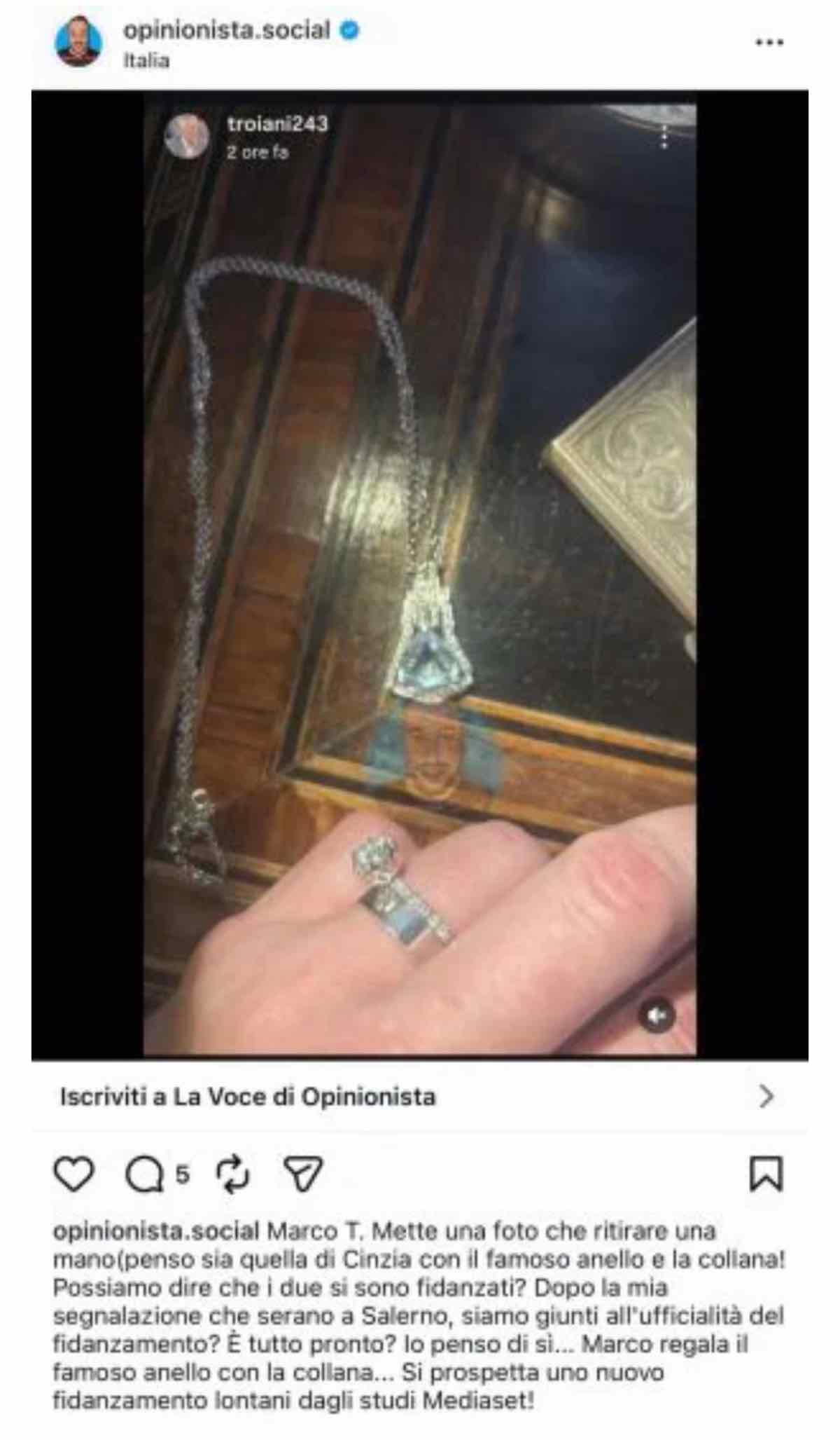 foto anello cinzia gossip ued