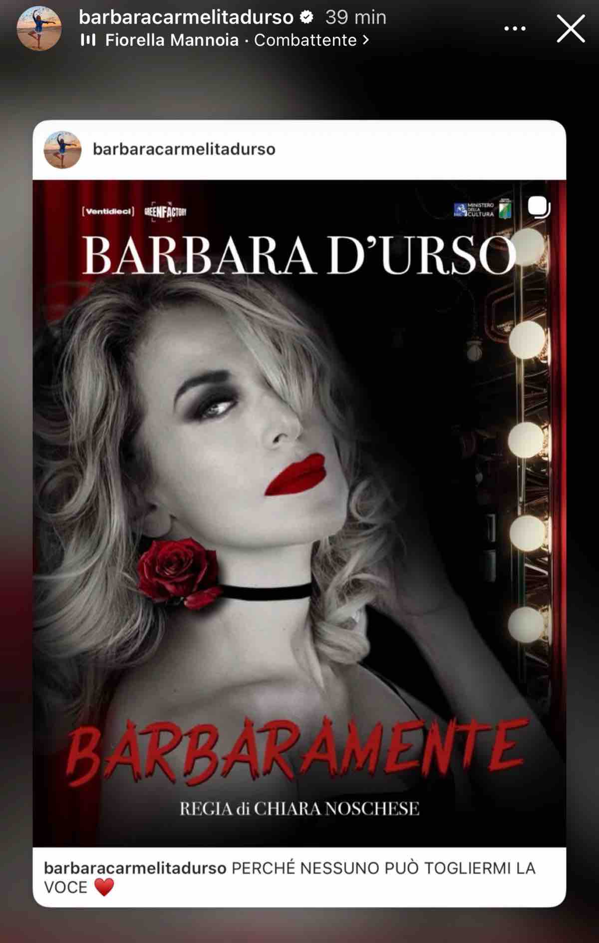 foto barbara durso annuncia ritorno a teatro