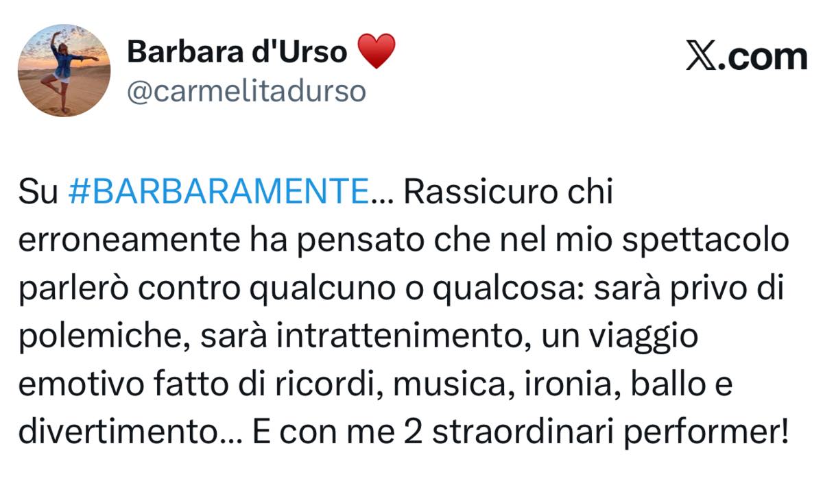 foto barbara durso precisazione su spettacolo teatrale