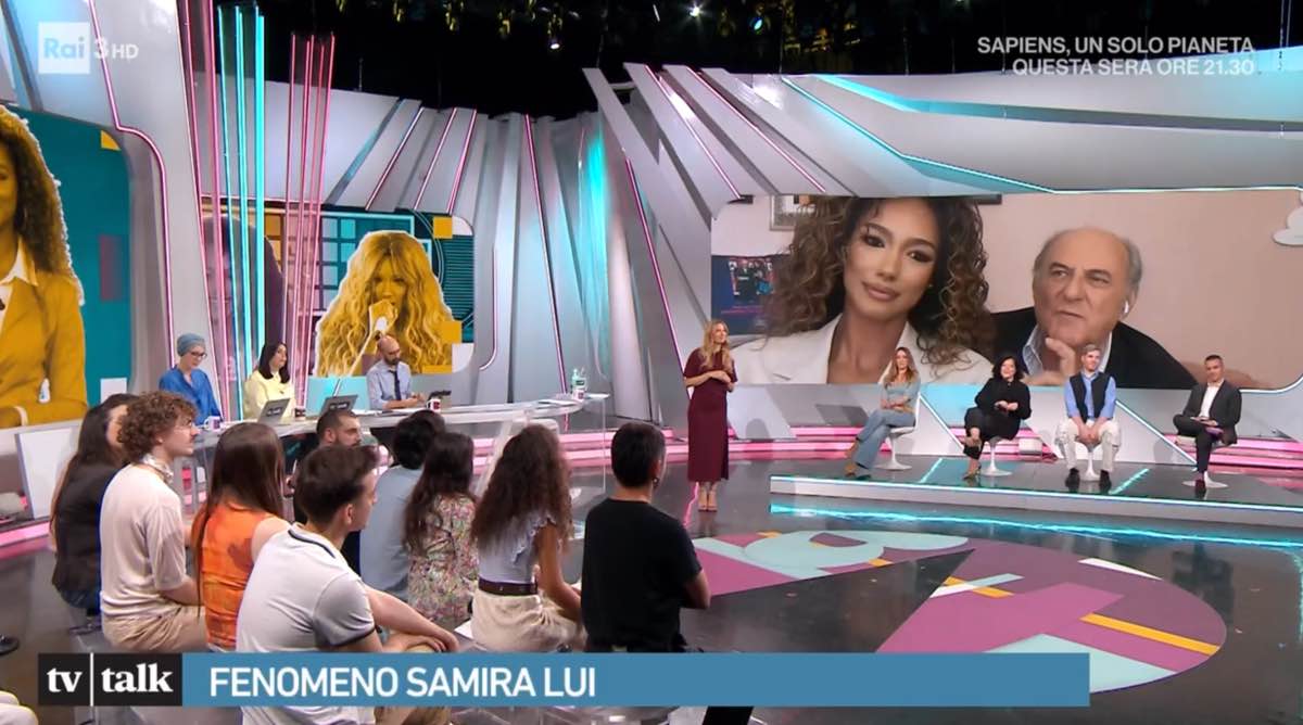 foto gerry scotti samira lui studio tvtalk