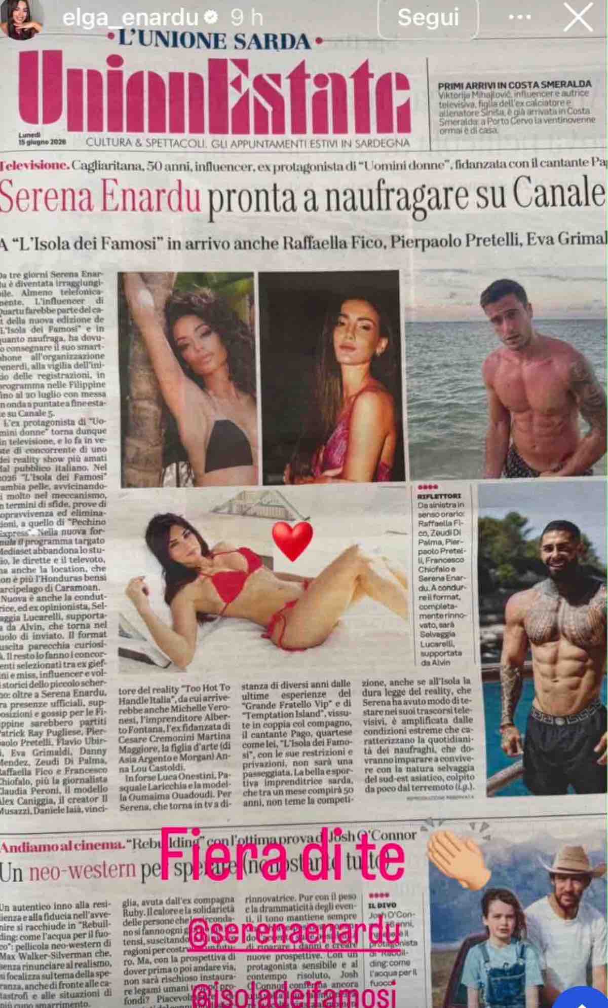 foto isola serena enardu cast spoiler