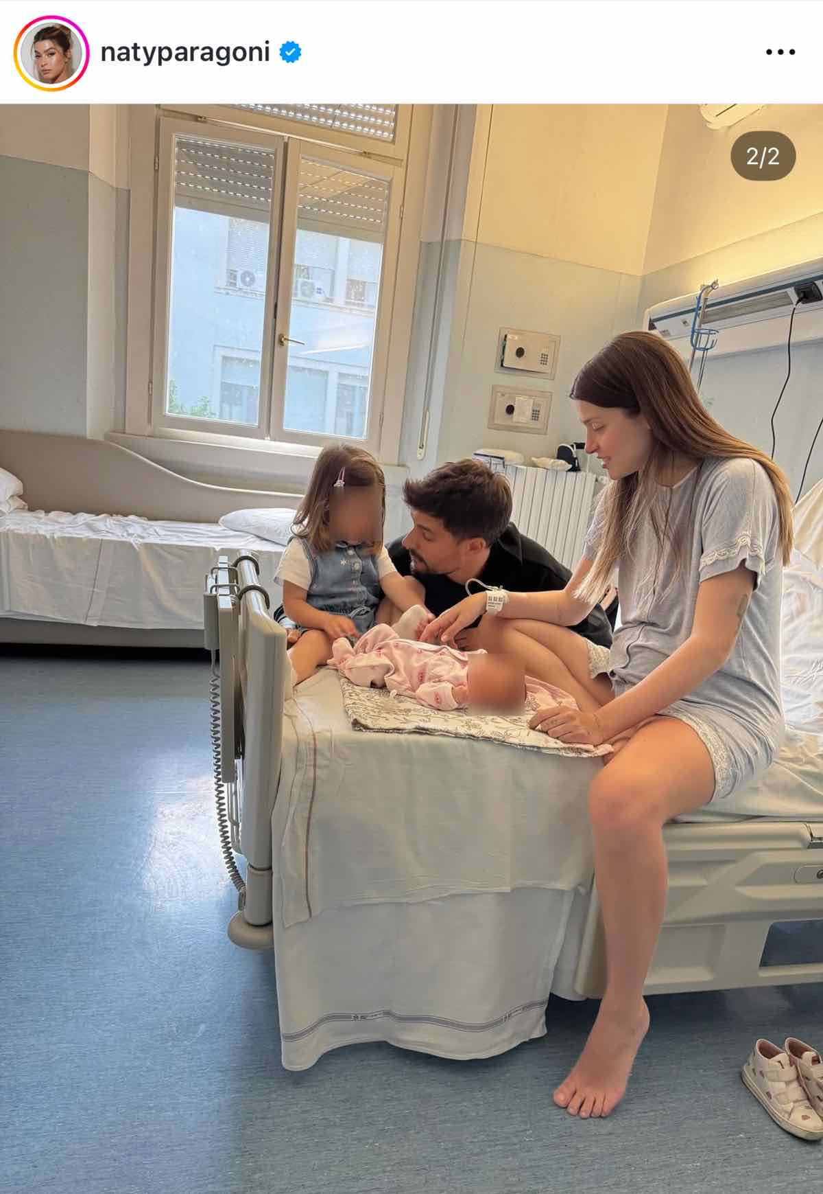 foto natalia paragoni con la famiglia in ospedale