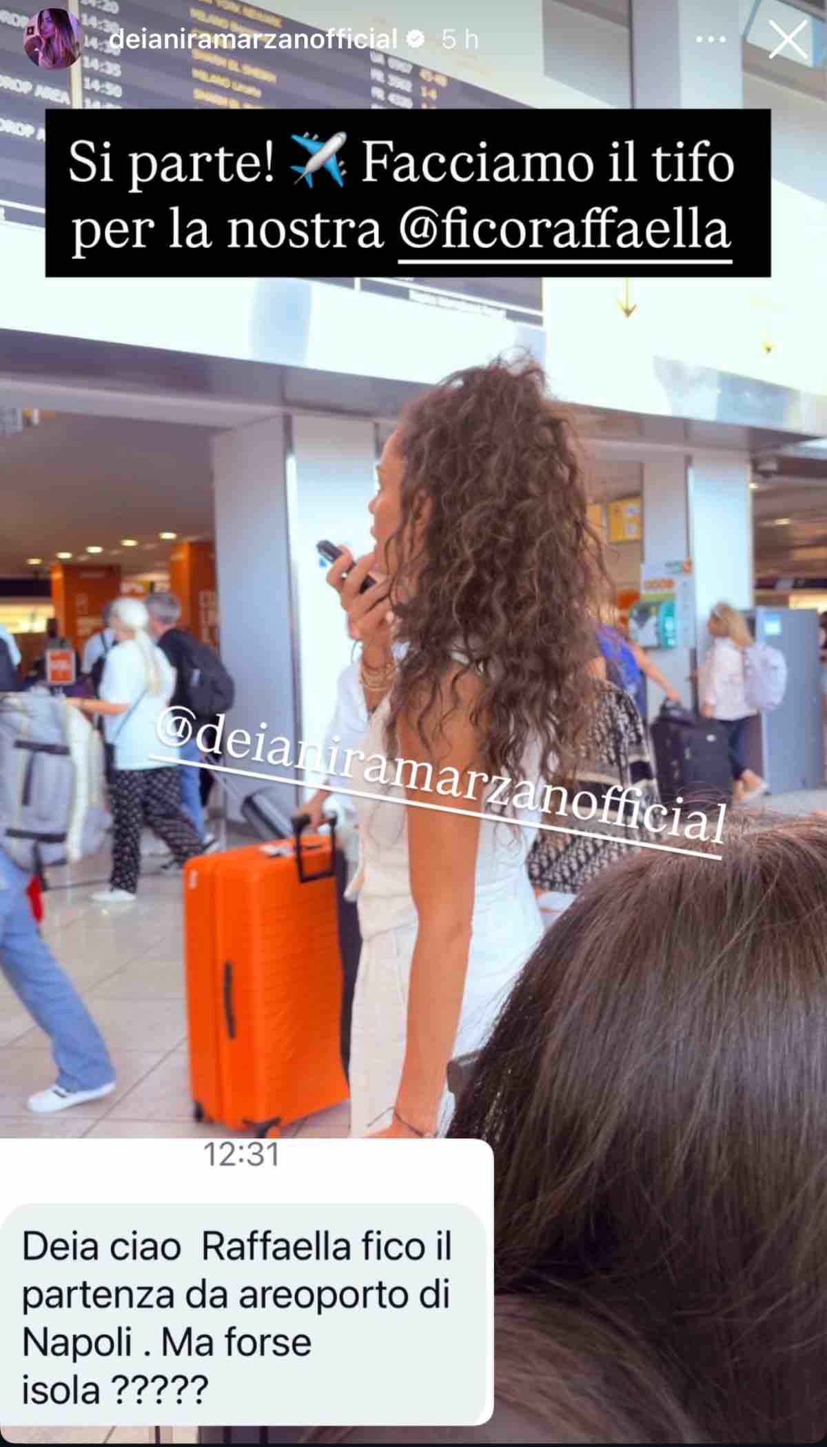 foto raffaella fico partenza per isola