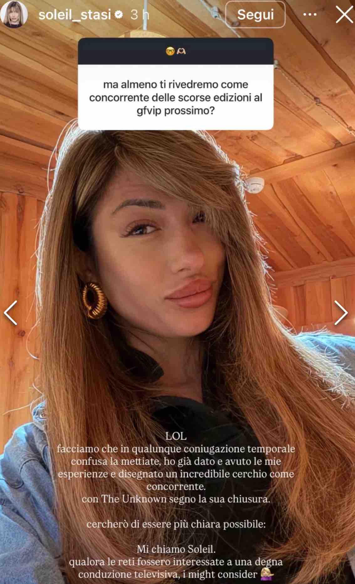 foto Soleil Sorge chiude con i reality
