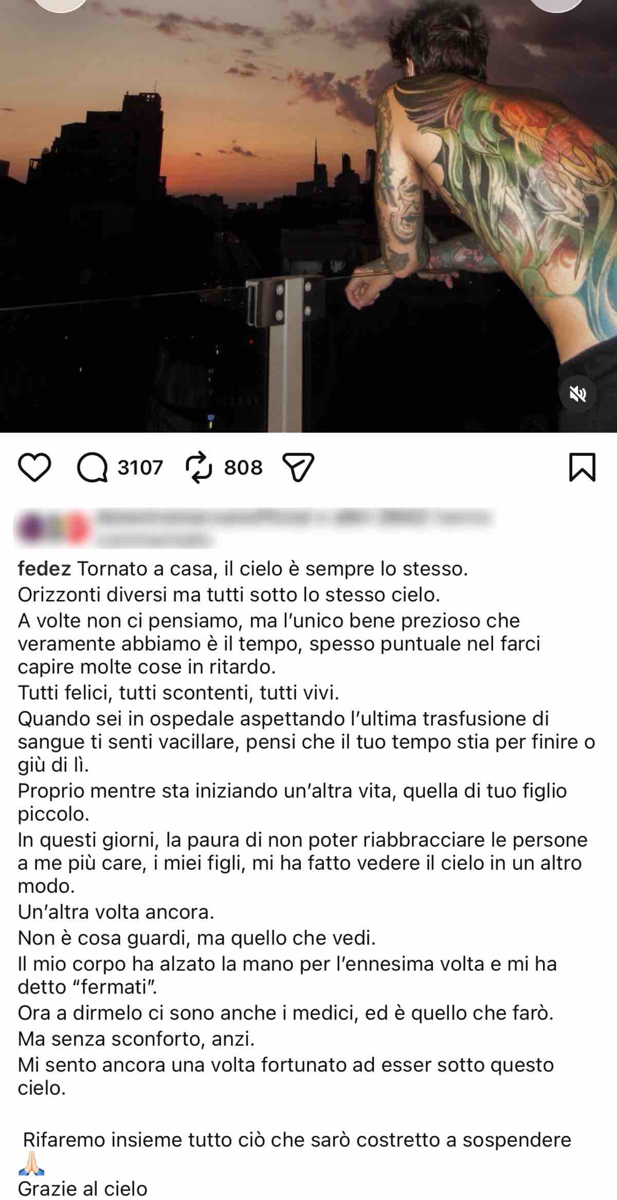 foto fedez post dopo ricovero